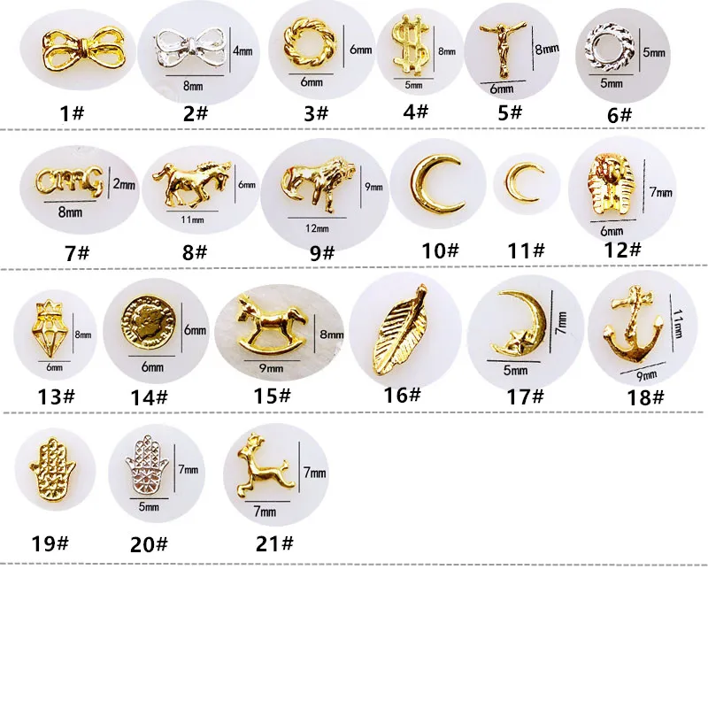 

10pcs/lot Retail Japan 3D Nail Art Decoration Metal Nail Accessory Supplies Kawaii Moon Lion DIY Nail Tools For Maincure