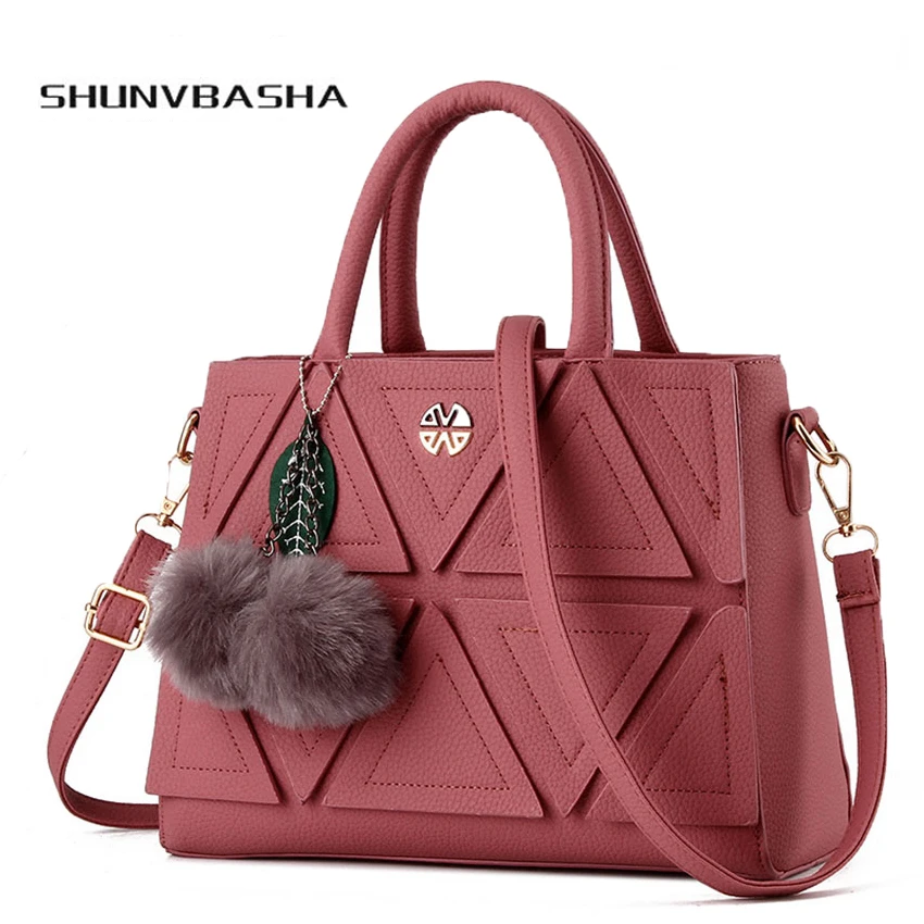 Free Shipping Women Leather Handbags Fashion Style Solid Color Fixed ...