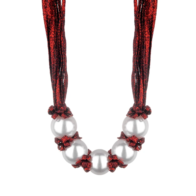DANZE, большое массивное ожерелье с искусственным жемчугом для женщин, готическое украшение, марлевая веревка, жемчужный шар, подвеска, женское колье, массивное ювелирное изделие