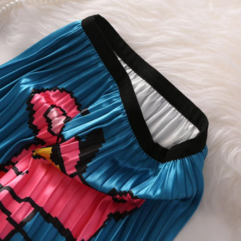 Популярная длинная юбка женская летняя новая женская повседневная розовая эластичная сатиновая плиссированная юбка с рисунком Пантеры