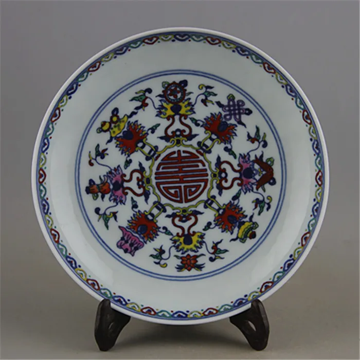 

Редкая фарфоровая тарелка QingDynasty, пасторальная тарелка для долголетия, ручная роспись, украшение, коллекция и украшение, бесплатная доставка
