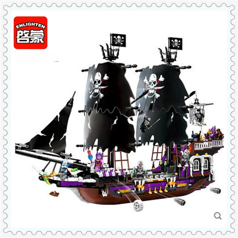ENLIGHTEN 1313 Caribbean Pirate General Ship Building Block 1539Pcs DIY Educational Construction Assemble Toys For Children