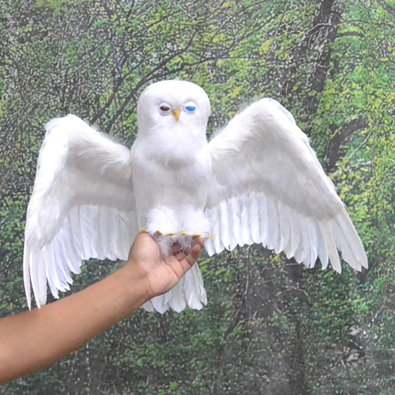 Новые белые моделирование сова игрушка полиэтилена и меха крылья сова кукла подарок около 40 см 2136