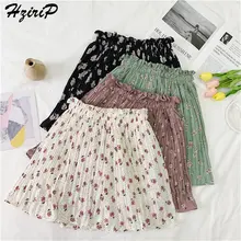 Hzirip милые эластичные плиссированные летние женские универсальные Элегантные мини-юбки трапециевидной формы с высокой талией