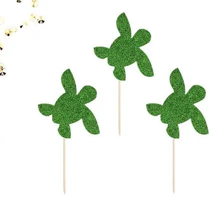 

glitter Sea Turtle nautical wedding cupcake toppers birthday party cake decoration bridal shower doughnut foodtoothpicks
