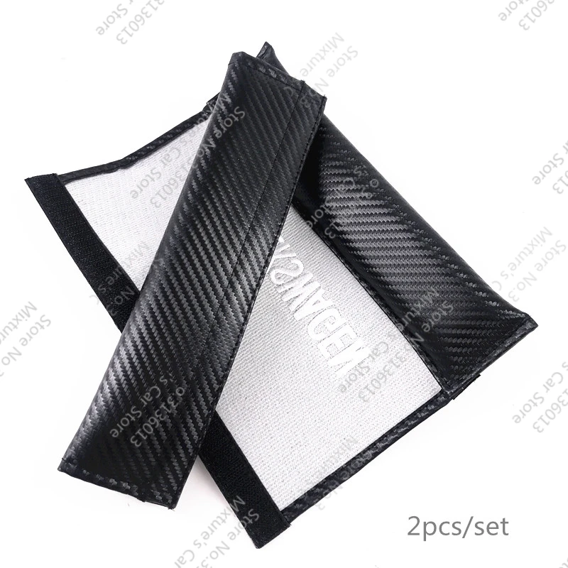2pcs/lot Car Seat Belts Covers Padding Carbon Fiber Leather Belt For