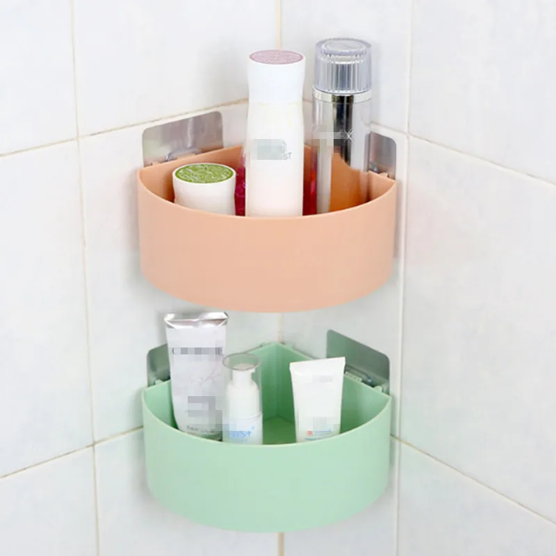Punch free plastic drain tripod shelf bathroom storage rack kitchen