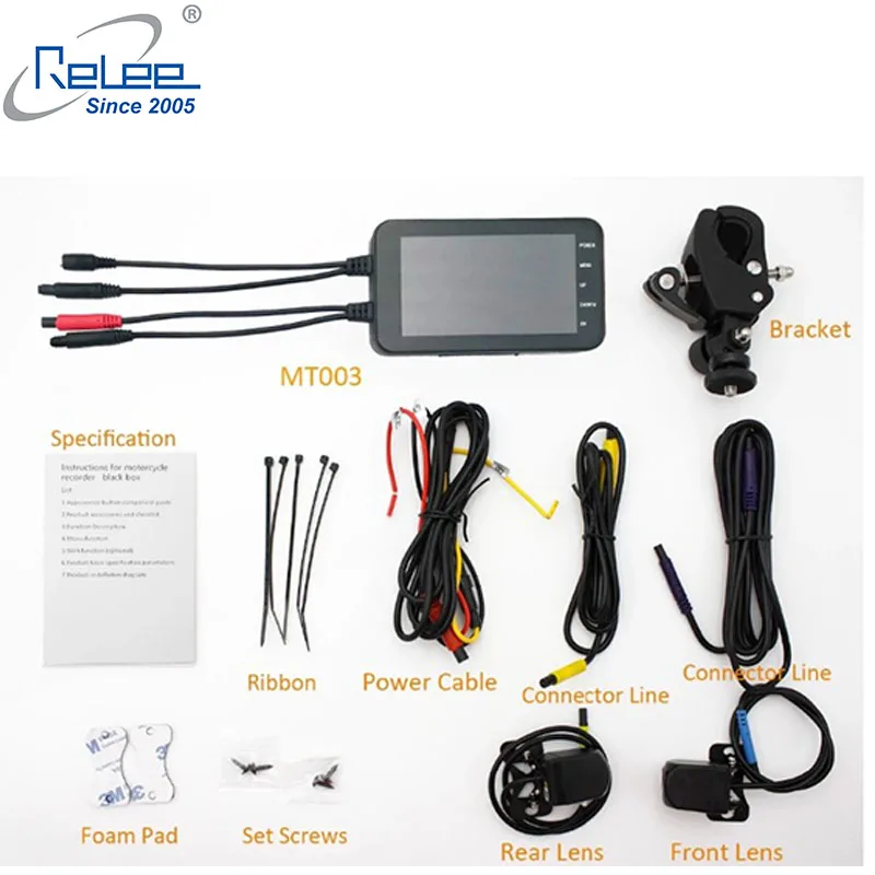 

Relee Motorcycle camera waterproof action camera 4.0inch IPS lcd screen dual lens Black box DVR dash cam DVR for motorcycle