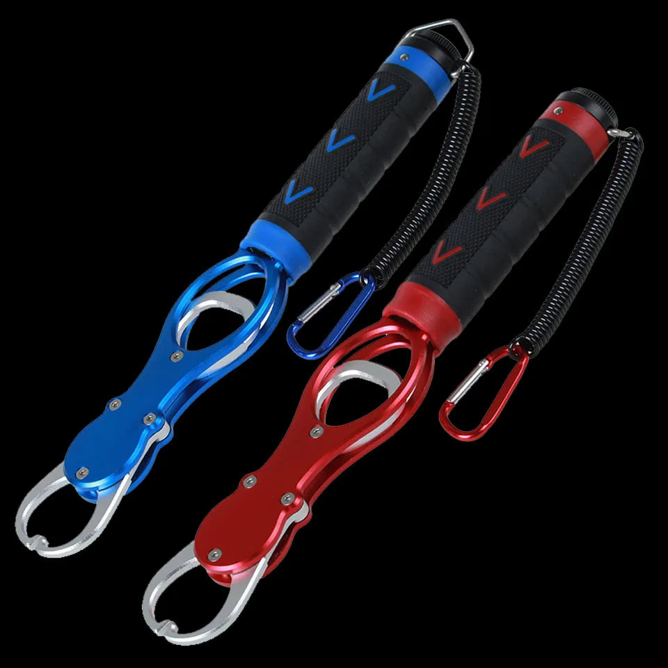 

WALK FISH Aluminum Fish Grip With Scale Lip Grabber Fishing Gripper Holder 15kg/33LB + Retention Ropes Weigh Fishing Tool