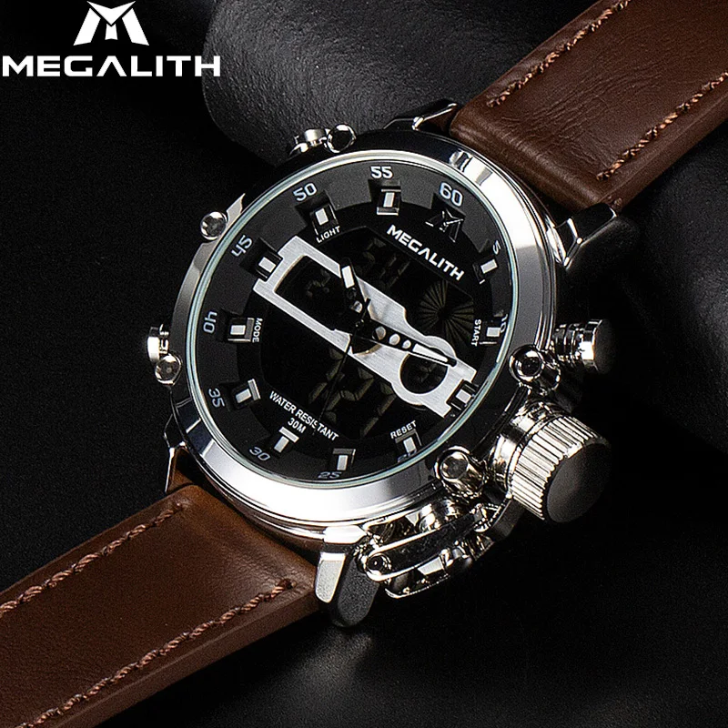 

MEGALITH Quartz Watches Men Multifunction Waterproof Date Luminous LED Sport Chronograph Wrist Watch Men Clock Relogio Masculino
