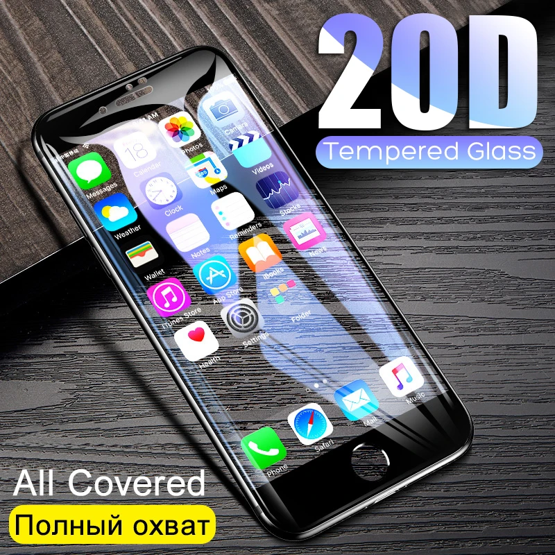 

20D Full Cover Tempered Glass For iPhone XR Xs Max Screen Protector Film Protective Glass On The For iPhone 6 6S 7 8 Plus X 5 5S
