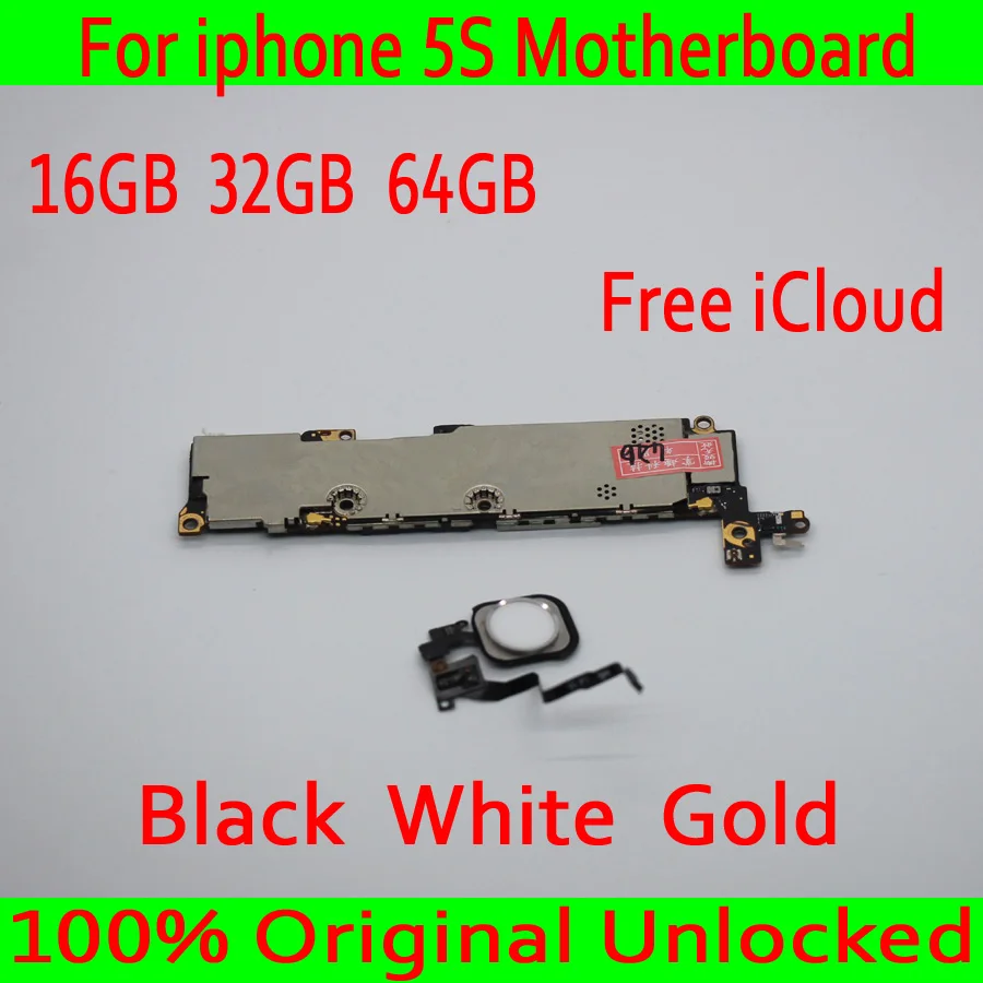 

16GB 32GB 64GB for iphone 5S Motherboard with Free iCloud ,Original unlocked for iphone 5S Mainboard with Touch ID