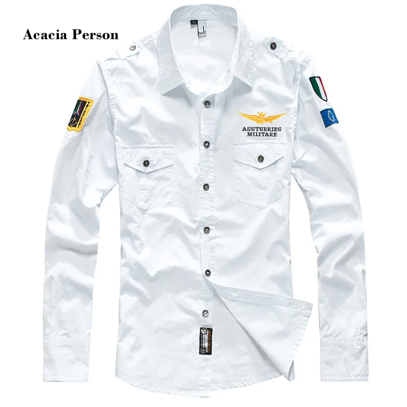 2018 shirt air force one men shirt long sleeve slim fit aeronautica militare men dress shirt 4XL camisas hombre camisa masculina