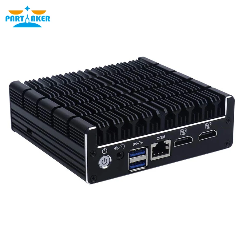 Fanless Mini PC Support AES-NI Firewall PFsense Intel Celeron J3060 J3160 with 4*LAN 1*COM 2*HDMI 2*USB3.0 win 7 Linux mini pc