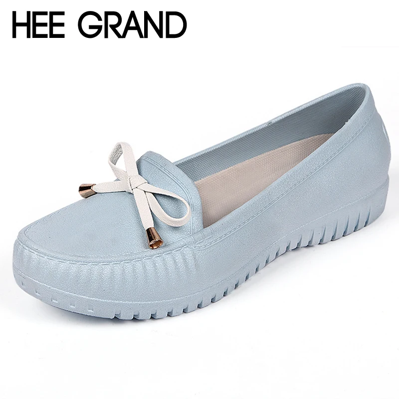 

HEE GRAND Waterproof Bowtie Loafers Sweet Candy Colors Women Flats Solid Summer Style Shoes Woman 4 Colors Size 36-40 XWD6642