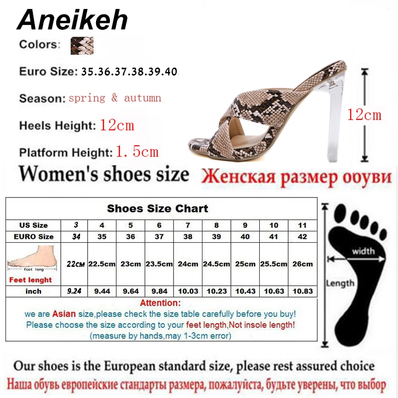 Aneikeh/модные пикантные шлепанцы с леопардовым принтом, г. Женские шлепанцы на высоком каблуке с открытым носком, украшенные кристаллами туфли-лодочки повседневные Размеры 35-42