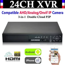 NEW 24CH Channel HD 1080P 4*HDD P2P CCTV Video Recorder Hybrid NVR AHD DVR+1080N 3-in-1 Surveillance AHD/Analog/Onvif IP Camera