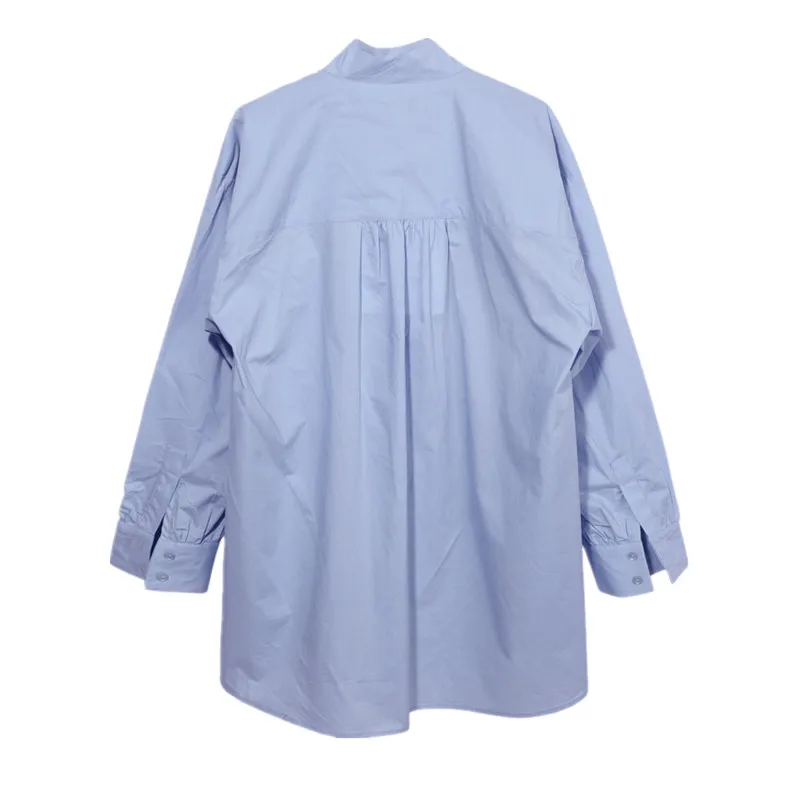 Women Fashion Bow Tie Shirts Personality Casual Simple Loose Scarf Bow Tie Pearl Decoration Shirt 2018 Autumn New Virgin Killer Blouses