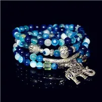Agate-natural-crystal-bracelet-female-multi-layer-blue-veined-Buddha-elephant-tourmaline-bracelet-crystal-jewelry-female