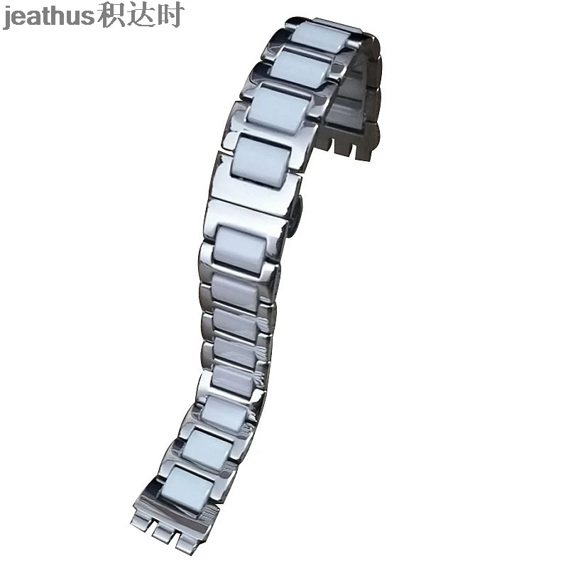 Jeathus ремешок для часов swatch Белоснежка YLS430 141 YGS YAS 17 мм керамический ремешок ирония стальной браслет часы ремешок для мужчин и женщин цепочка - Цвет ремешка: Silver white