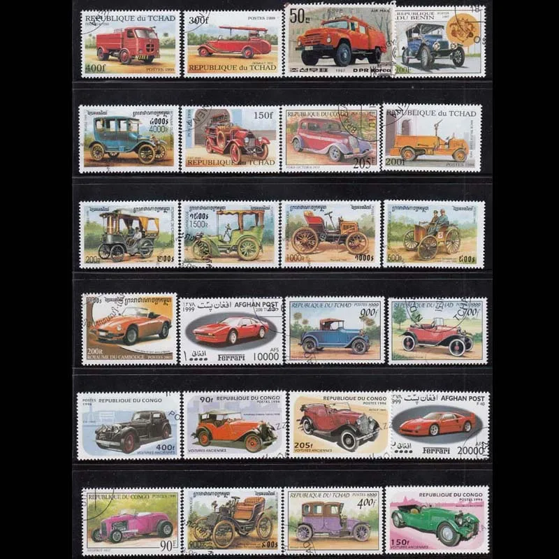 Postage stamps stickers Cars 50 PCS / lot all different Topic Cars Unused Postage Stamps With Post Mark For Collecting postal stampel World
