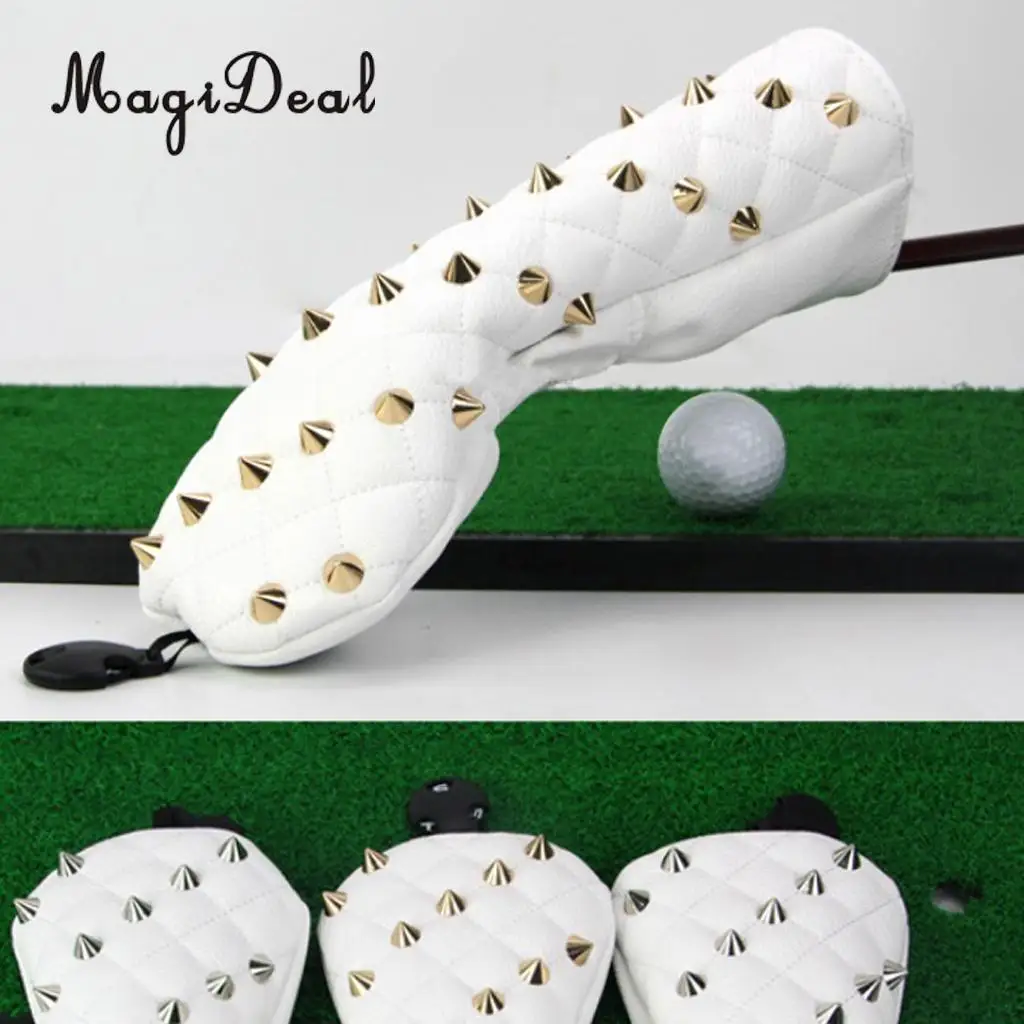 MagiDeal 3 шт./компл. PU Golf Headcover 460cc драйвер деревянная крышка головки и металлические заклепки, Сменный номер бирки 3, 4, 5, 7, X-6 цветов