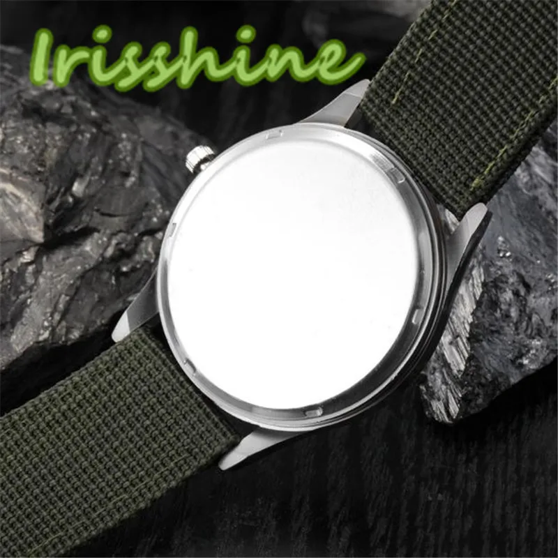 Irisshine#1147 мужские часы, военные армейские мужские часы с датой, Холщовый ремешок, Спортивные кварцевые наручные часы из нержавеющей стали