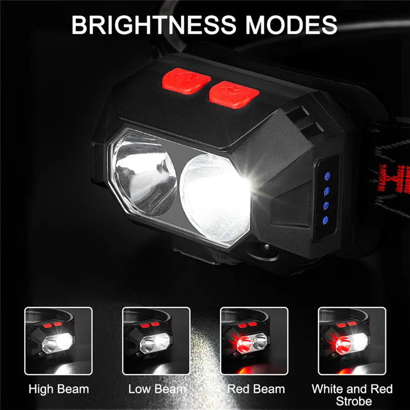 LED Induction USB Head Light Rechargeable Headlight Torch Headlamp Head Light Lamp Flashlight Built-in Battery Luminaria 40MR1105