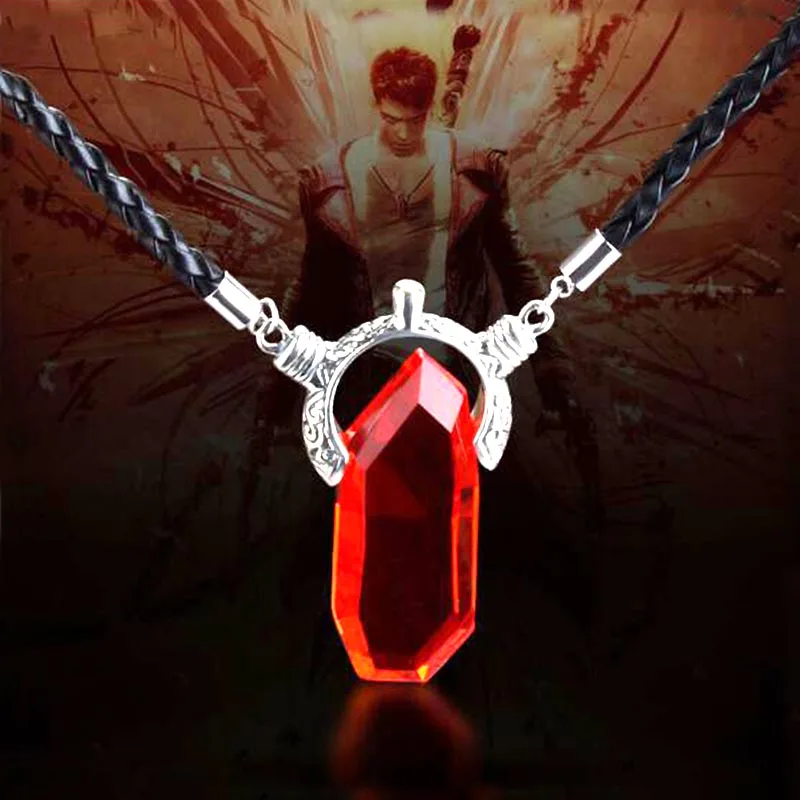 

DMC Devil May Cry 5 Dante Vergil Red Blue Crystal Pendant Necklace High Quality Gift For Men Woman Cool Accessories Movie Jewelr