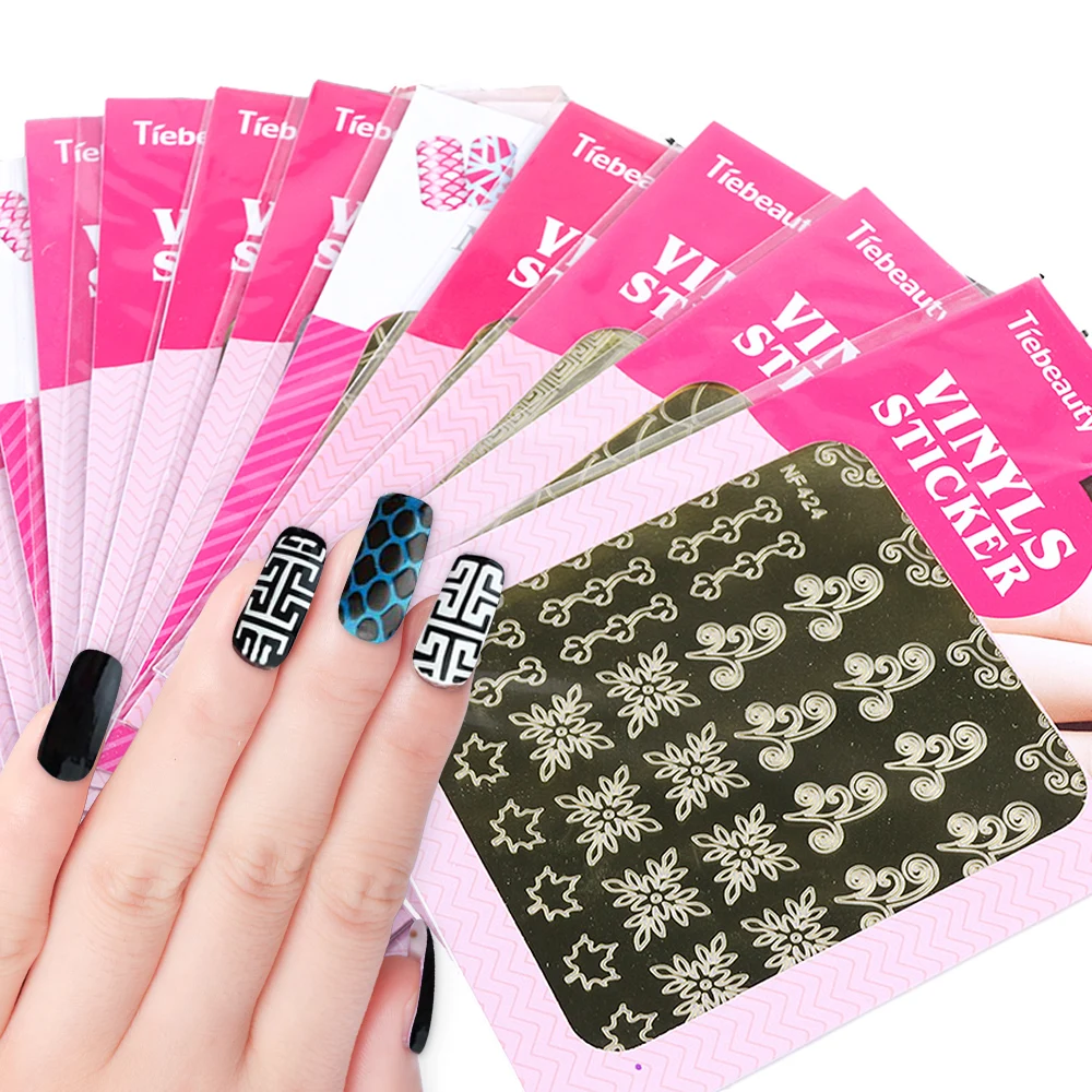 

2pcs Hollow Nail Art Stencil Sticker Geometry Design UV Gel Polish Transfer Guide Template Nail Vinyls Tips Decal JINF413-434