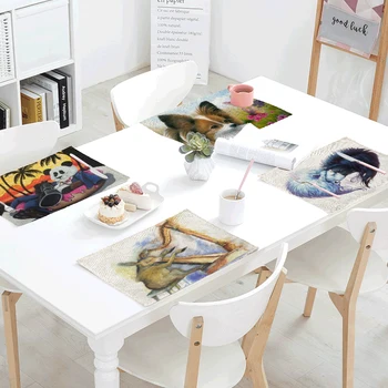 

Cartoon Style Table Cloth Tamed Donkey Tablecloth Carriage Boxing Dog Butterfly Cover Wedding Party Placemat Napkin Decoration
