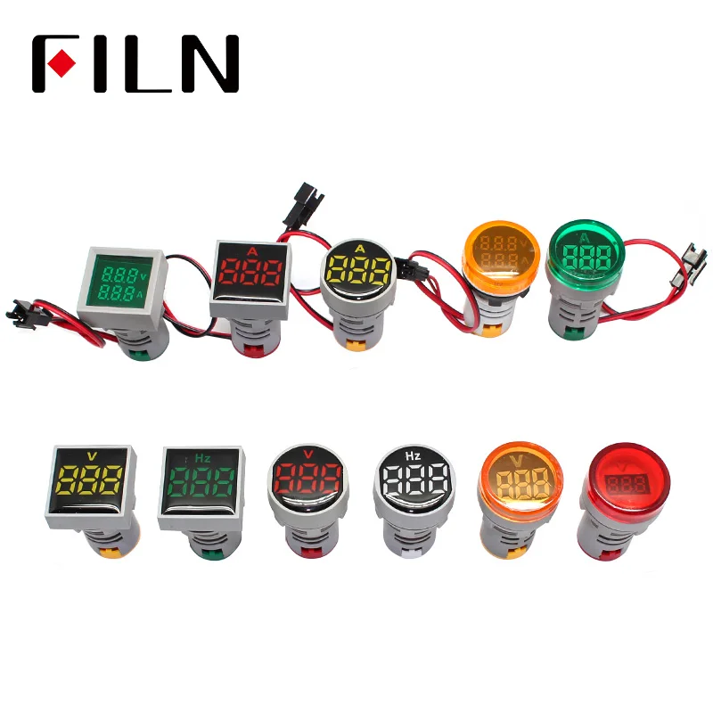 

FL1P-22NA-NN-1 0-100A Digital Ammeter Current Meter Indicator Led Lamp Square Signal Light AC 220V 22MM