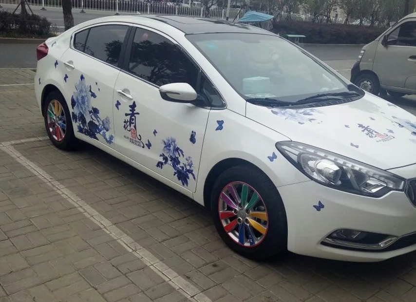 Синие и белые фарфоровые автомобильные наклейки декоративный дизайн автомобиля Высококачественные наклейки водонепроницаемые солнцезащитные наклейки автомобильные аксессуары