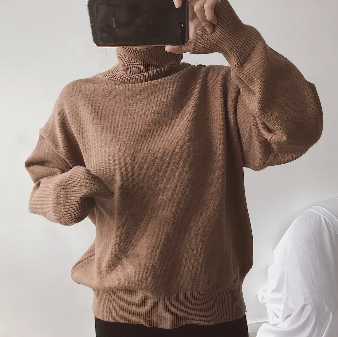 Autumn And Winter new stylish and warm rabbit hair blends thick turtleneck loose sweater women's slim thin warm sweater LFM9063 Autumn And Winter new stylish and warm rabbit hair blends thick turtleneck loose sweater women's slim thin warm sweater LFM9063