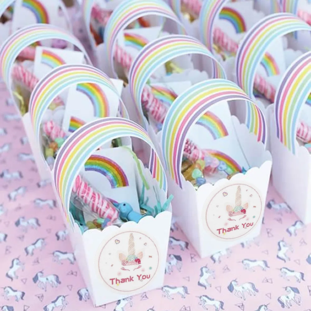 PATIMATE DIY Unicorn Party Sticker Water Bottle Wedding Favors Candy Box Stickers Birthday Party Decoration Unicorn Sticker Box