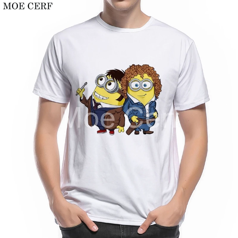 MOE CERF Fashion 2017 Minions Doctor Who Design T Shirt Men Summer High Quality Cartoon Men Brand Clothing L5-2