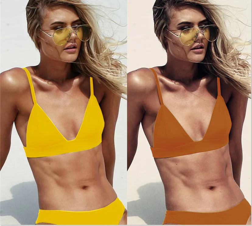 INS Hot Women Bathing Suit Solid Color Brazillian Two ...