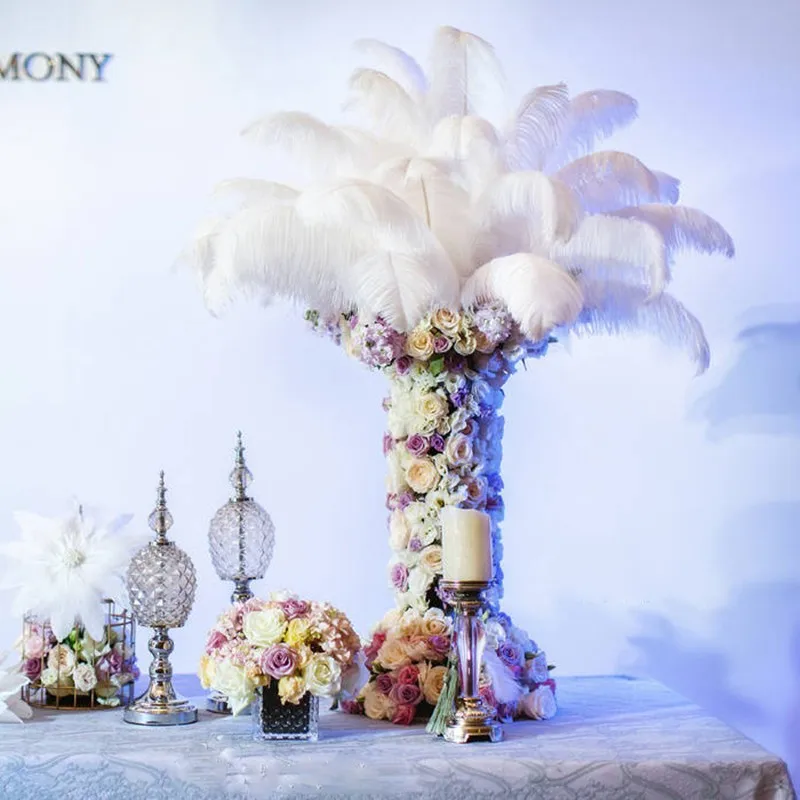 20 штук в партии 8-28 дюймов натуральный белый перьев шлейф ваза для центра стола на свадьбу вечерние украшения стола