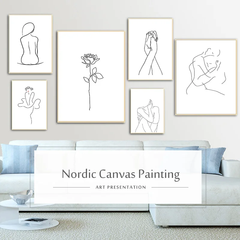 Nordic Abstract Line Art Wall Poster - Printing On Canvas