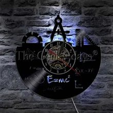 1 шт Математика формула с помощью теоремы Пифагора светящееся освещение виниловых пластинок настенные часы с светодиодный Подсветка для студент; преподаватель подарок