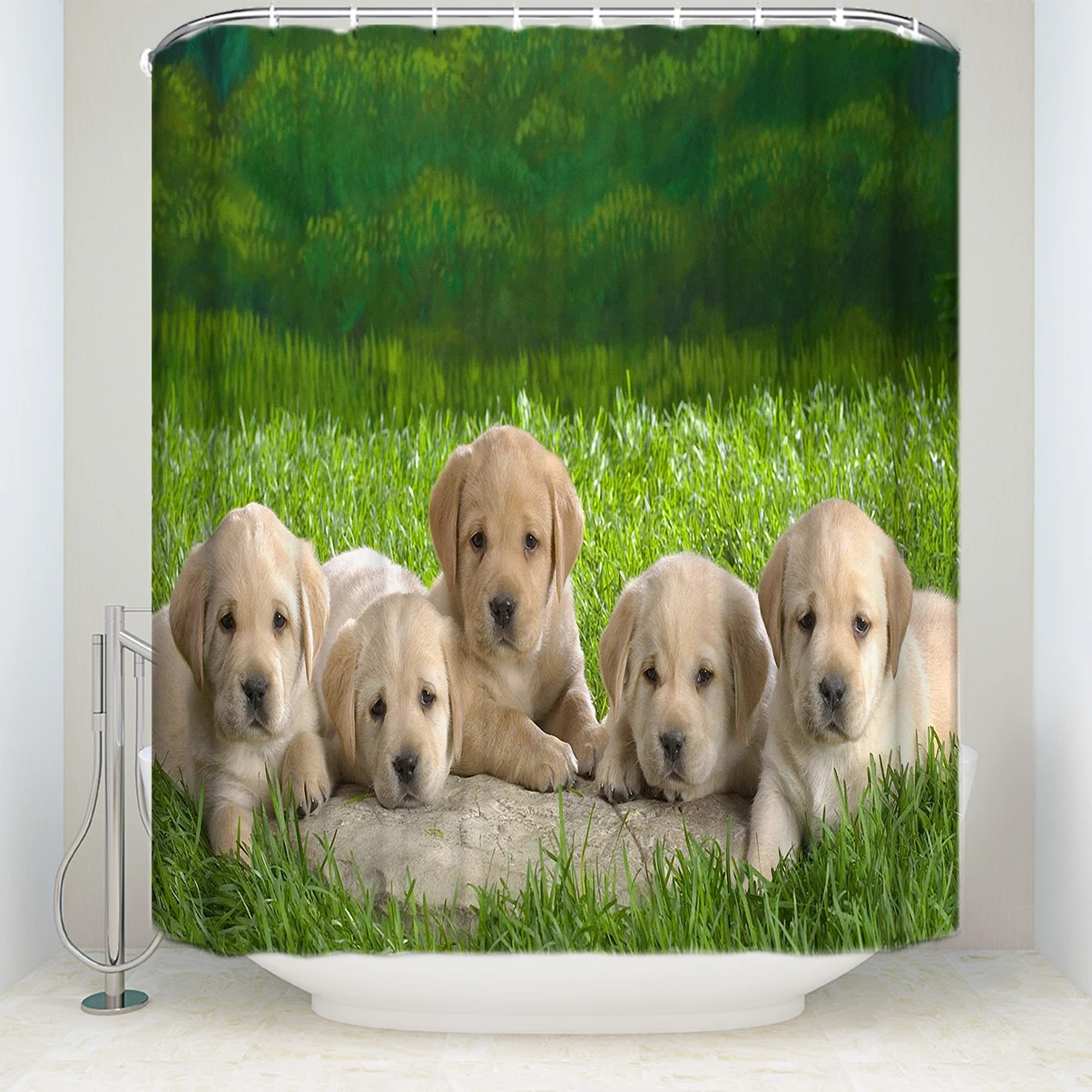 CHARMHOME Shower Curtains Cute Dogs Printed Personalized Bathroom