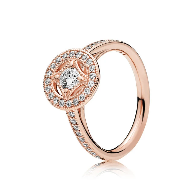 

Kristie 100% 925 Sterling Silver 1:1 Original ROSE VINTAGE ALLURE RING Luxury Jewelry Women's Charming Gift 181006CZ