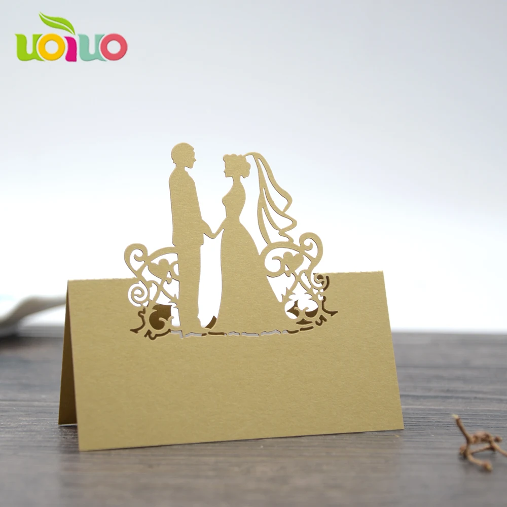 

free logo paper laser cut couple design wedding table place card