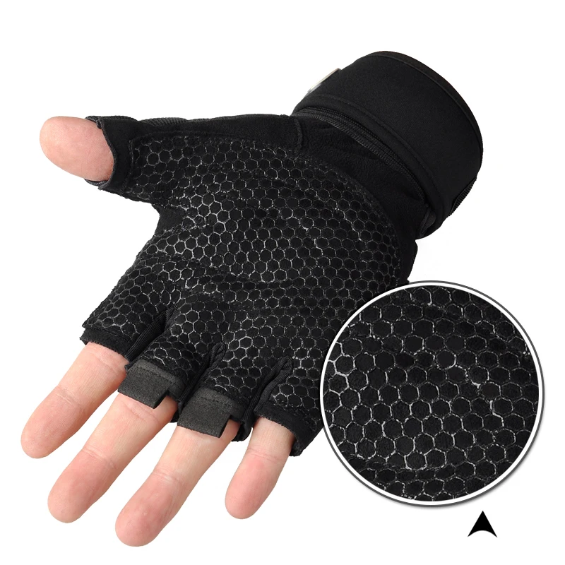 نصف الاصبع الصالة الرياضية تنفس المضادة للانزلاق قفازات رياضة اللياقة البدنية الوزن رفع الجسم بناء التمرينات تجريب نجوم النادي الأهلي