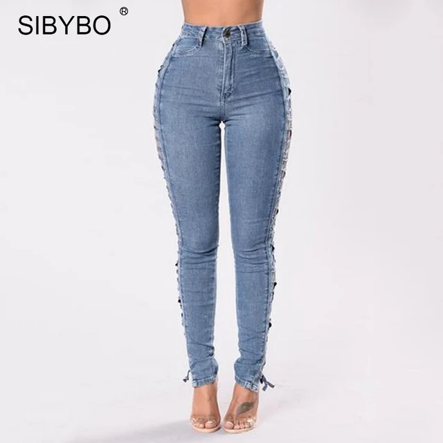 Aliexpress.com : Buy Sibybo Women Lace Up Jeans 2017