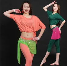 Sexy Women Soft Belly Dance Costume Oriental Dancing Training Clothing Top+pants Suit for Womens Girls belly dance wear DW008