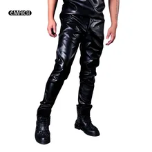 Can BeCustom изготовленные мужские повседневные кожаные мотоциклетные брюки мужские модные хип-хоп рок-панк облегающие брюки из искусственной кожи сценическая одежда