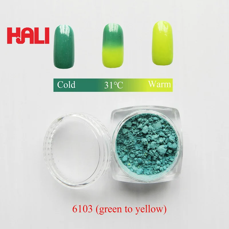 

SELL temperature sensitive pigment, color to color thermochromic pigment powder, 31C green to yelow, 1 lot=10gram, free shipping
