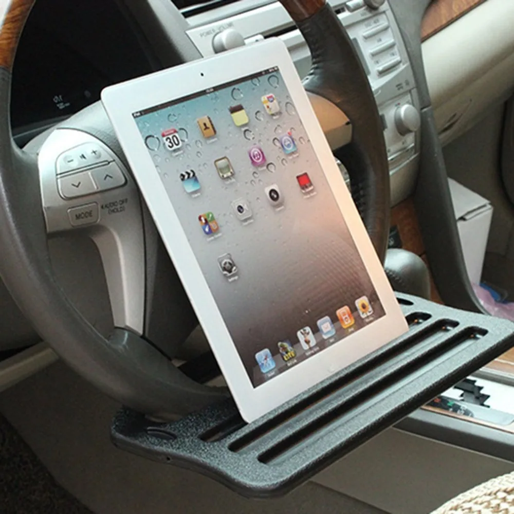 

Universal Portable Black/Silver Grey Car Multifunctional Steering Wheel Card Laptop Tables Grooved Surface Auto Supplies ABS Hot