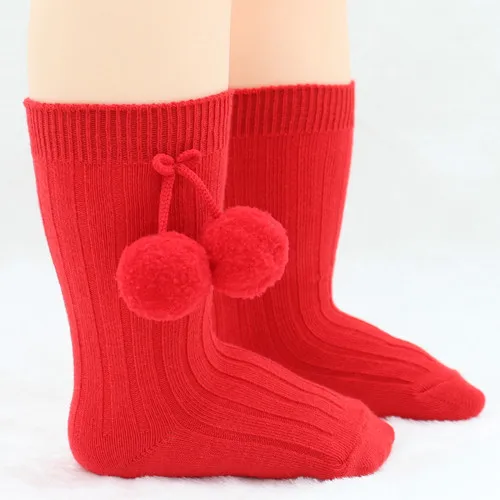 baby knee high pom pom socks